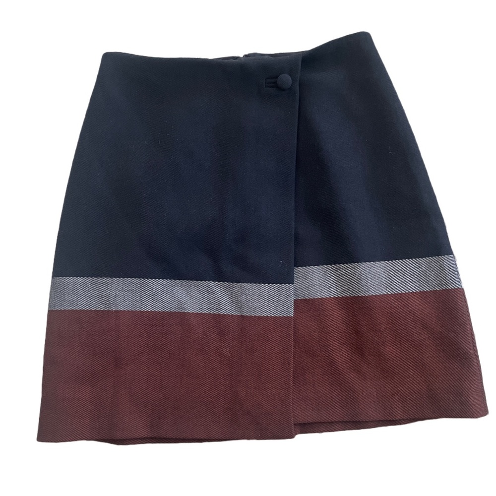 Hobbs Color Block Faux Wrap Skirt